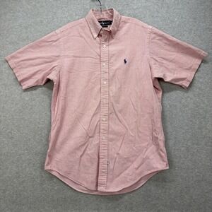 Ralph Lauren Shirt Mens Medium Red White Stripe Candy Cane Seersucker Y2K Retro